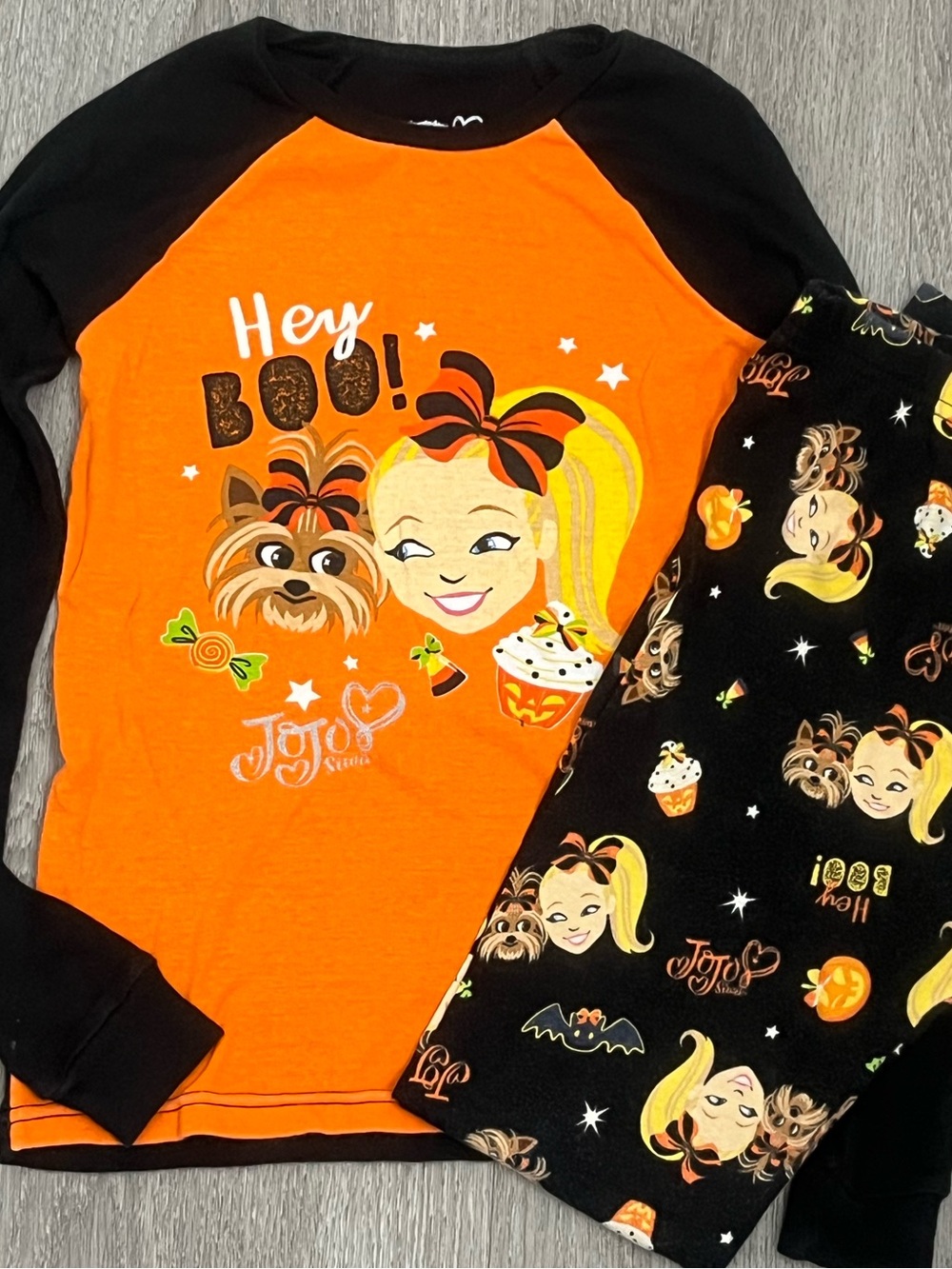 JoJo Siwa Halloween Pajama Set Girls Size 10 Orange Black 2 Piece Long Sleeve PJ